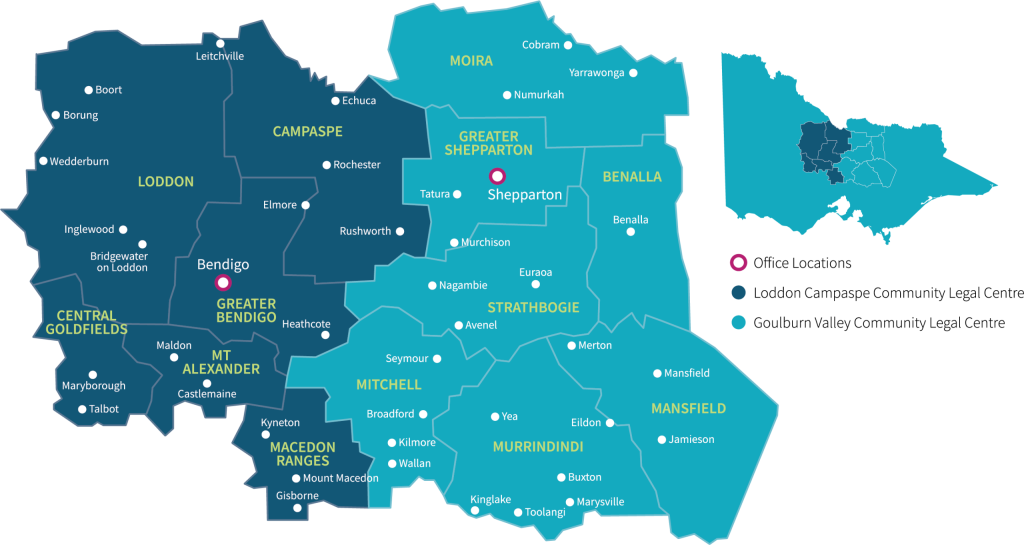 A map of the Campaspe region and Victoria